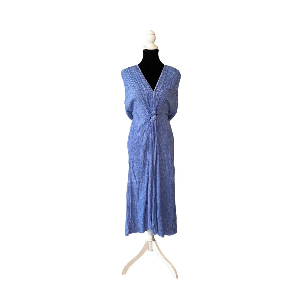 Surf Gypsy Mar Y Sol Blue Textured Maxi‎ Dress M Boho Resort Beach Vacation NWT